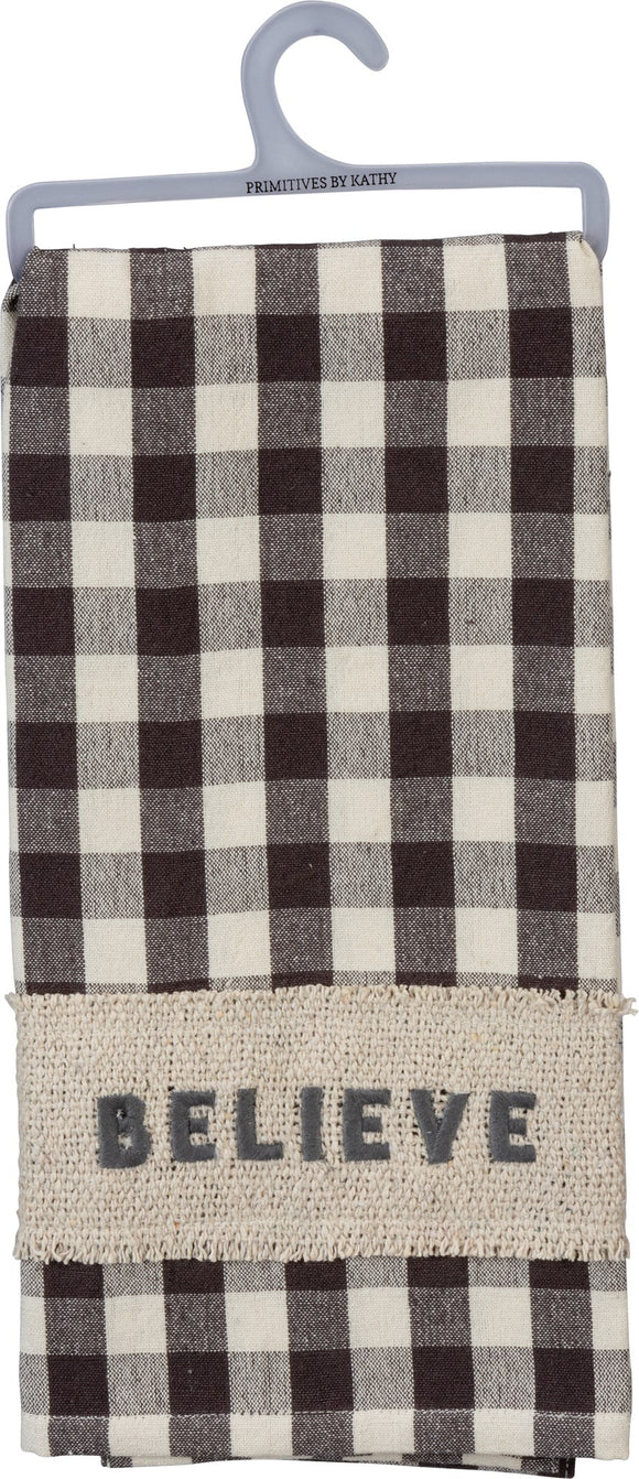 Tea Towel - Believe (Black and White Plaid)