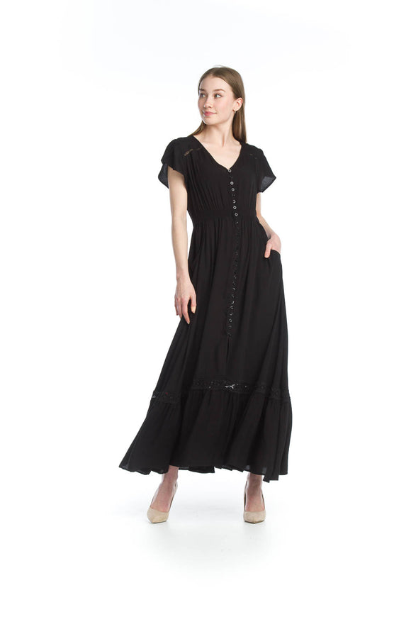 Maxi Dress - Button Front with Smocked Waist