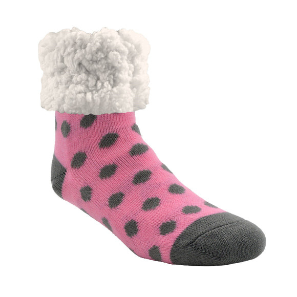 Pudus Classic Slipper Socks - Polka Dot Pink