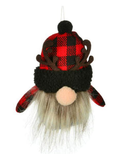 Ornament - Gnome with Plaid Hat and Antlers