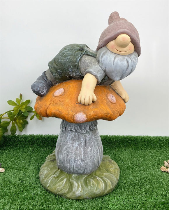 Gnome - Laying On Mushroom