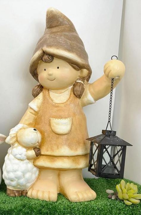 Girl Decor - Holding Lantern with Sheep