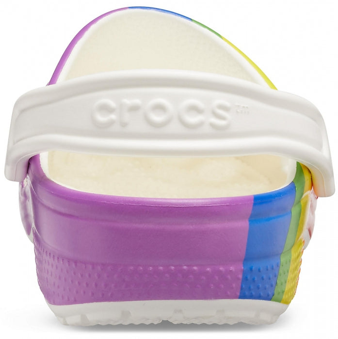 Rainbow striped crocs hot sale