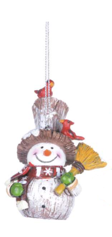 Ornament - Snowman with Cardinals (Broom)