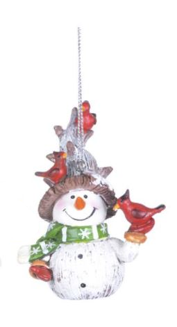 Ornament - Snowman Holding Cardinals