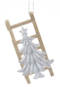 Ornament - Sled with Christmas Tree (Silver)