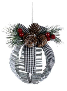 Ornament - Tin with Pine (Round)