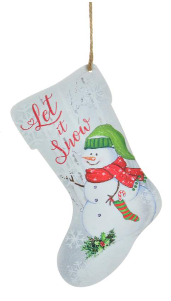 Ornament - Stocking with Snowman (Let it Snow)