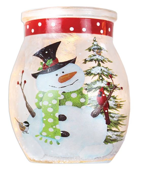 Jar - Lit Snowman with Cardinal