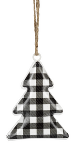 Ornament - Plaid Tree Black and White Check