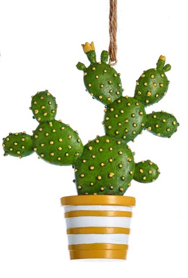 Ornament - Cactus (Yellow and White Stripe)