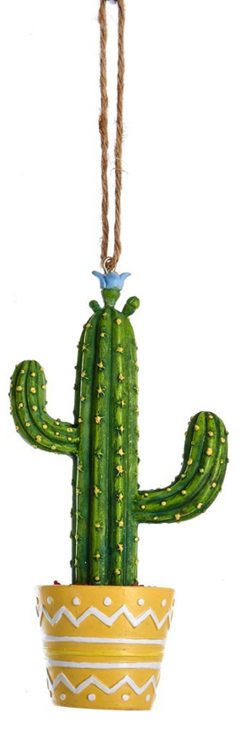 Ornament - Cactus (Yellow White Zig Zag)