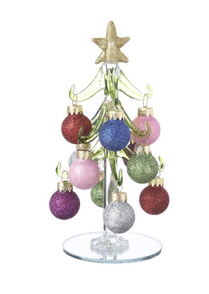 Glass Tree with Ornaments - Sparkles