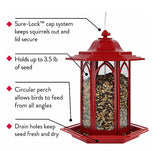 Gazebo Bird Feeder - Red Metal Window