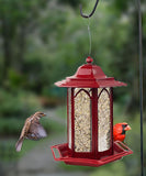Gazebo Bird Feeder - Red Metal Window