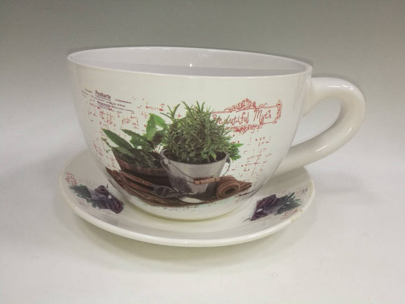 Cup & Saucer Planter - Pot with Clippers