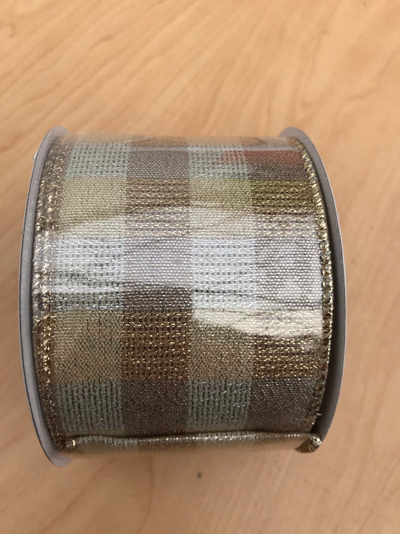 Ribbon - Gold and Silver Check