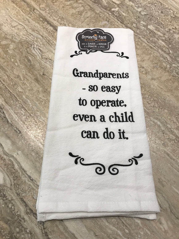 Tea Towel - Grandparents - so easy to operate...