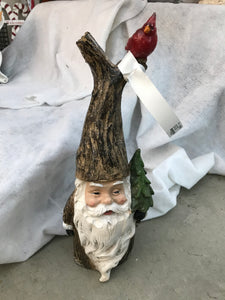 Santa Figurine - Cardinal on Hat (Holding Tree)