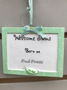 Ornament - Birth Announcement Green