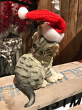 Ornament - Grey Cat with Santa Hat