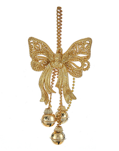 Ornament - Gold Angel with Bells & Bow wings