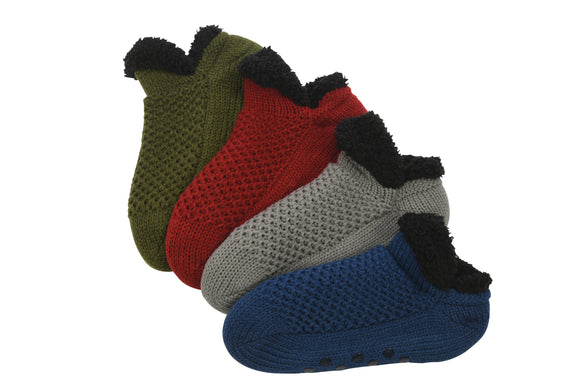 Slipper Socks - Men's Microcrew Cable Sherpa (Assorted Colours)