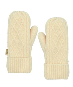Mittens - Chenille Cable Knit Cream