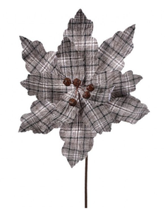 Pick - Poinsettia Grey Plaid Flannel