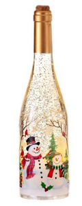 Wine Bottle - Snowmen LED