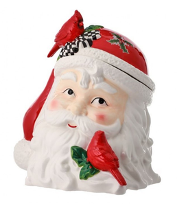 Cookie Jar - Santa with Cardinals