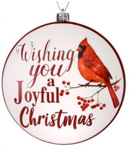 Disc Ornament - Cardinal Wishing You A Joyful Christmas