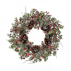 Wreath - Berry Boxwood Cone