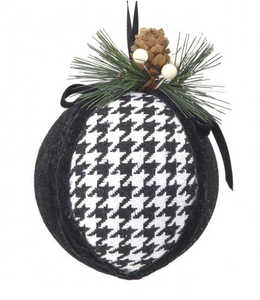 Ornament - Ball Black and White Plaid