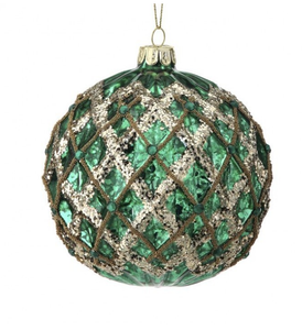 Ornament - Ball Dual Bead (Green and Gold)