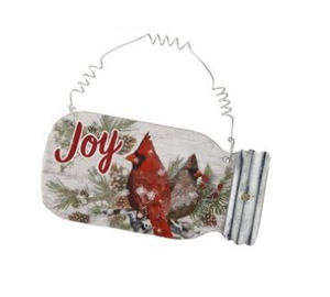 Ornament - Mason Jar Cardinals Joy