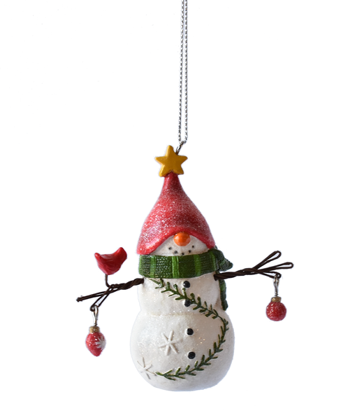 Ornament - Snowman with Cardinal and Ornaments