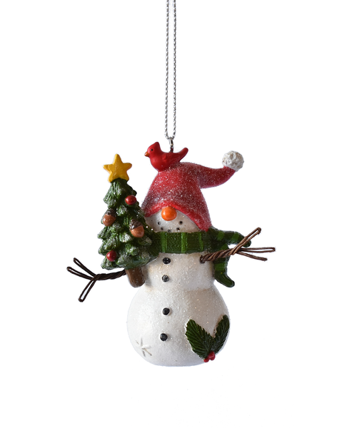 Ornament - Snowman with Cardinal and Tree