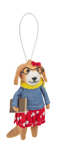 Ornament - Dog Hipster Holding Book