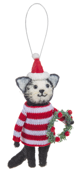 Ornament - Cat Hipster with Wreath