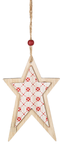 Ornament - Wooden Red and White Star