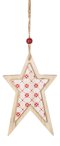 Ornament - Wooden Red and White Star