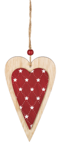 Ornament - Wooden Red and White Heart