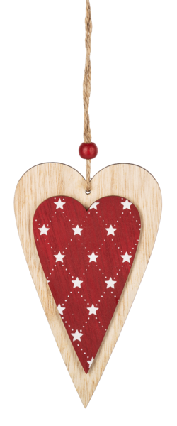 Ornament - Wooden Red and White Heart