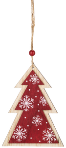 Ornament - Wooden Red and White Tree