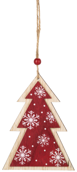 Ornament - Wooden Red and White Tree