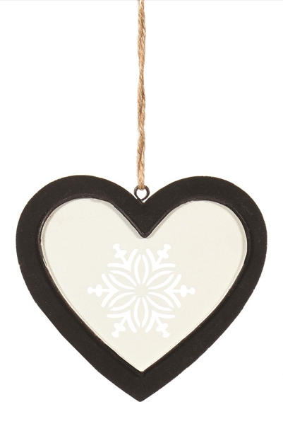 Ornament - Heart Snowflake with Black Border