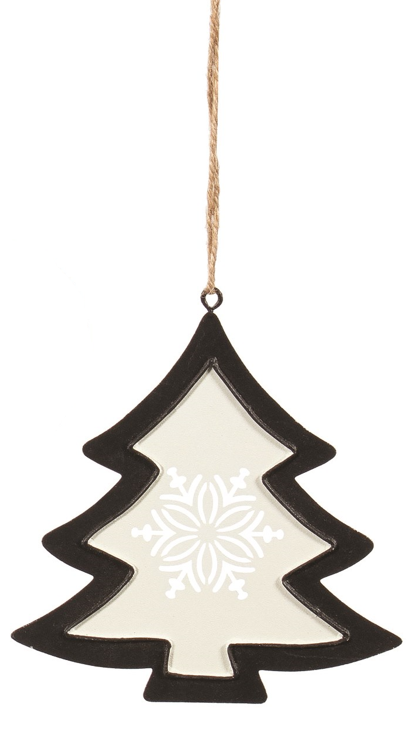 Ornament - Tree Snowflake Black Border