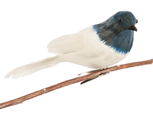 Bird - White with Blue Head on Clip