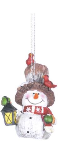 Ornament - Snowman with Cardinals (Holding Lantern)